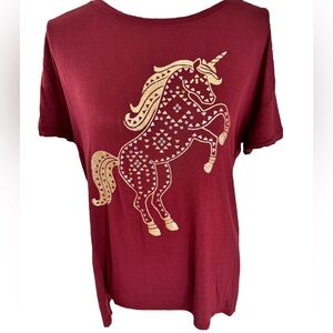 Justice Burgundy & Gold Unicorn Top